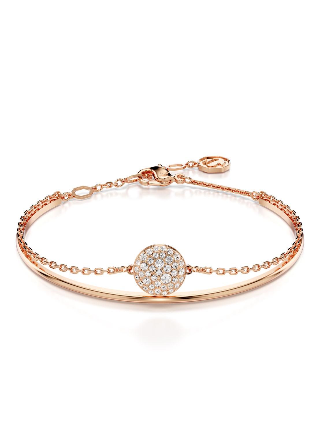 Swarovski Meteora bangle met kristal M - voorkant 4 roségoud