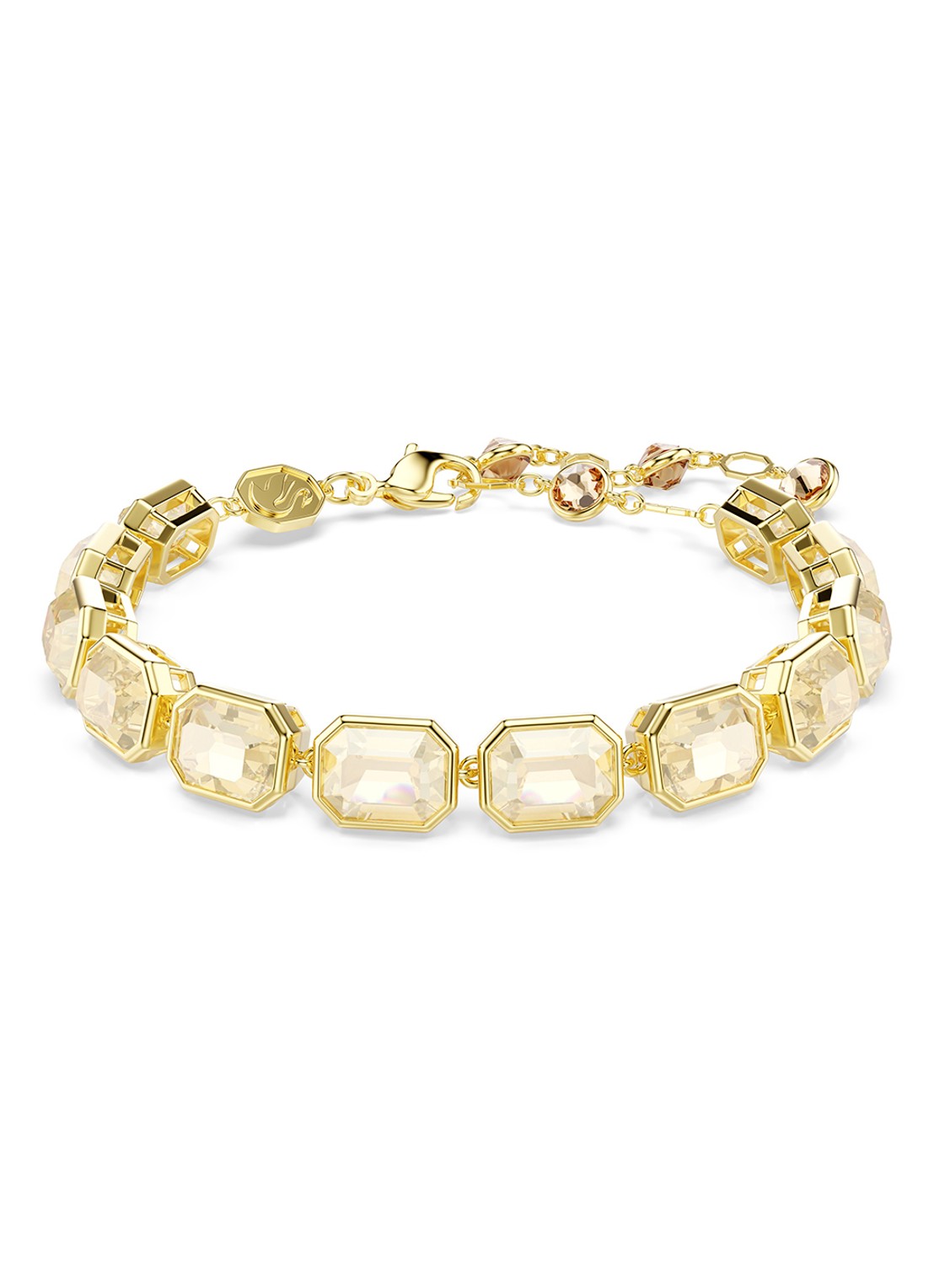 Swarovski Milenia armband met kristal M - voorkant goud
