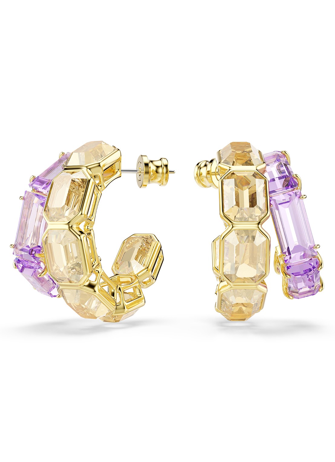 Swarovski Milennia oorringen met kristal - voorkant goud