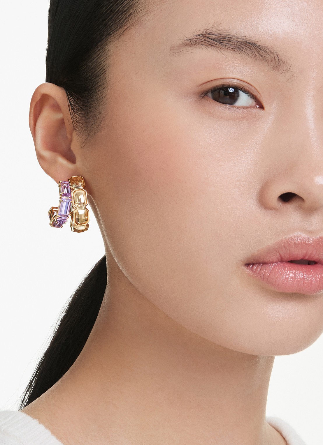 Swarovski Milennia oorringen met kristal - voorkant 2 goud