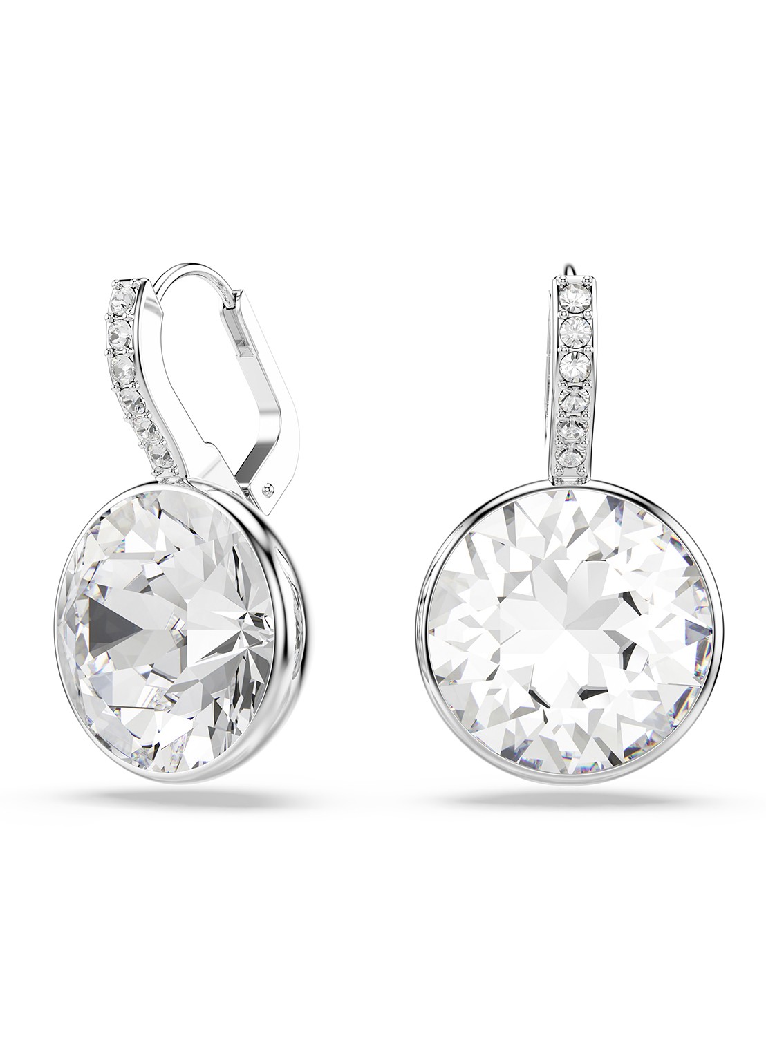Swarovski Millenia oorhangers met kristal - voorkant zilver