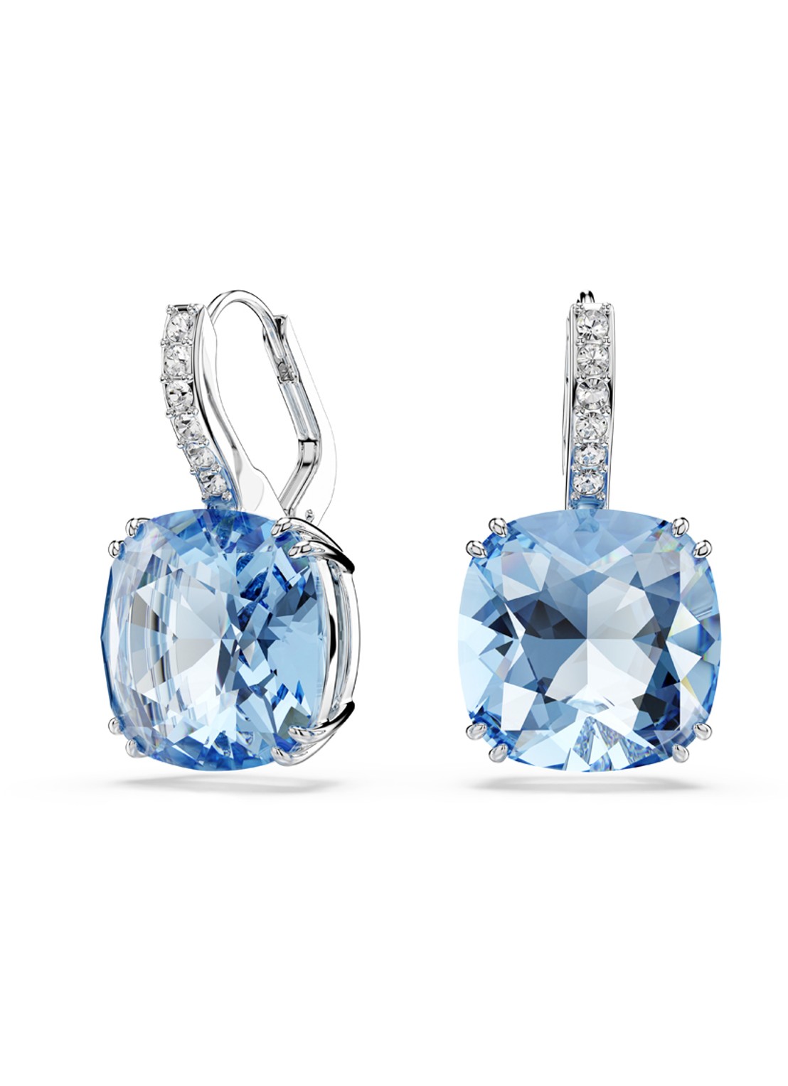 Swarovski Millenia oorhangers met kristal - voorkant zilver