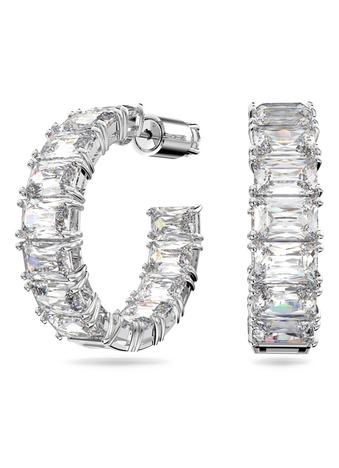 Swarovski Millenia oorringen met kristal - voorkant 3 zilver