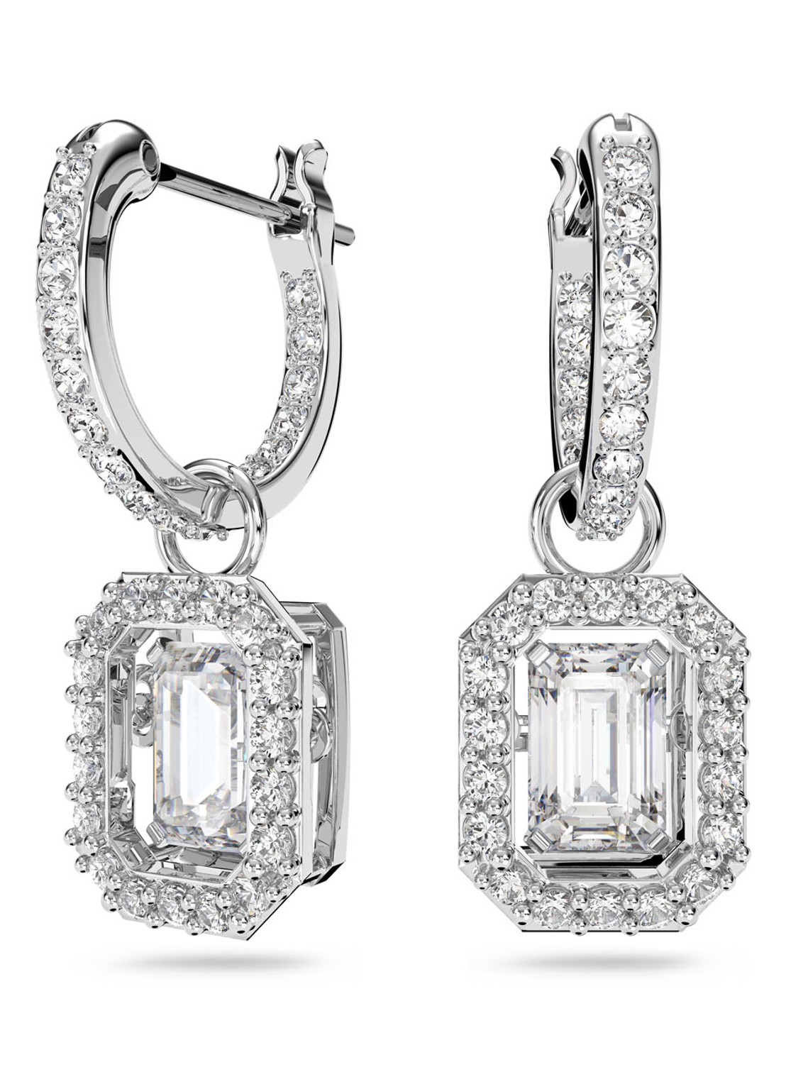 Swarovski Millenia oorringen met kristal - voorkant zilver