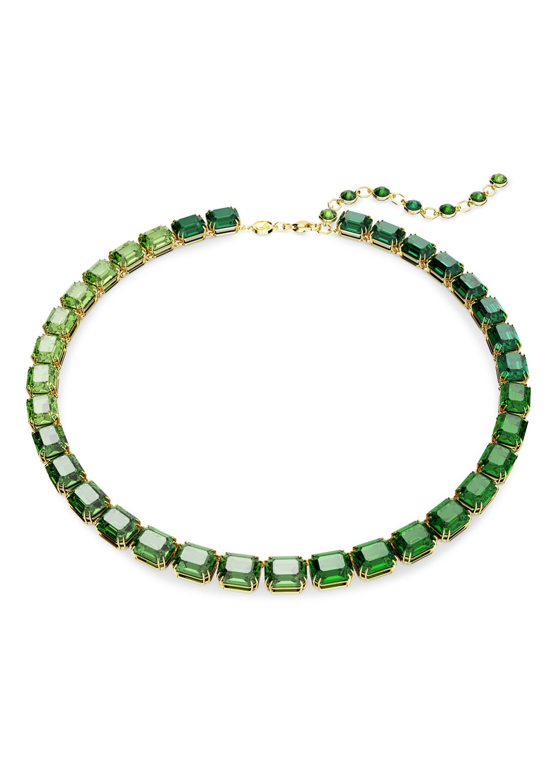 Swarovski Millenia statementketting verguld - voorkant groen