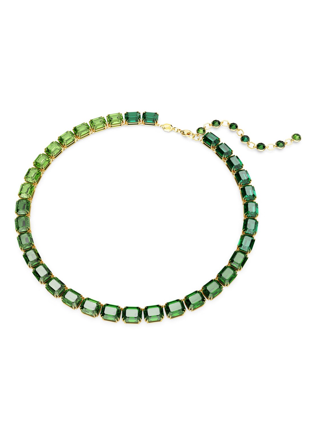 Swarovski Millenia statementketting verguld - voorkant 2 groen