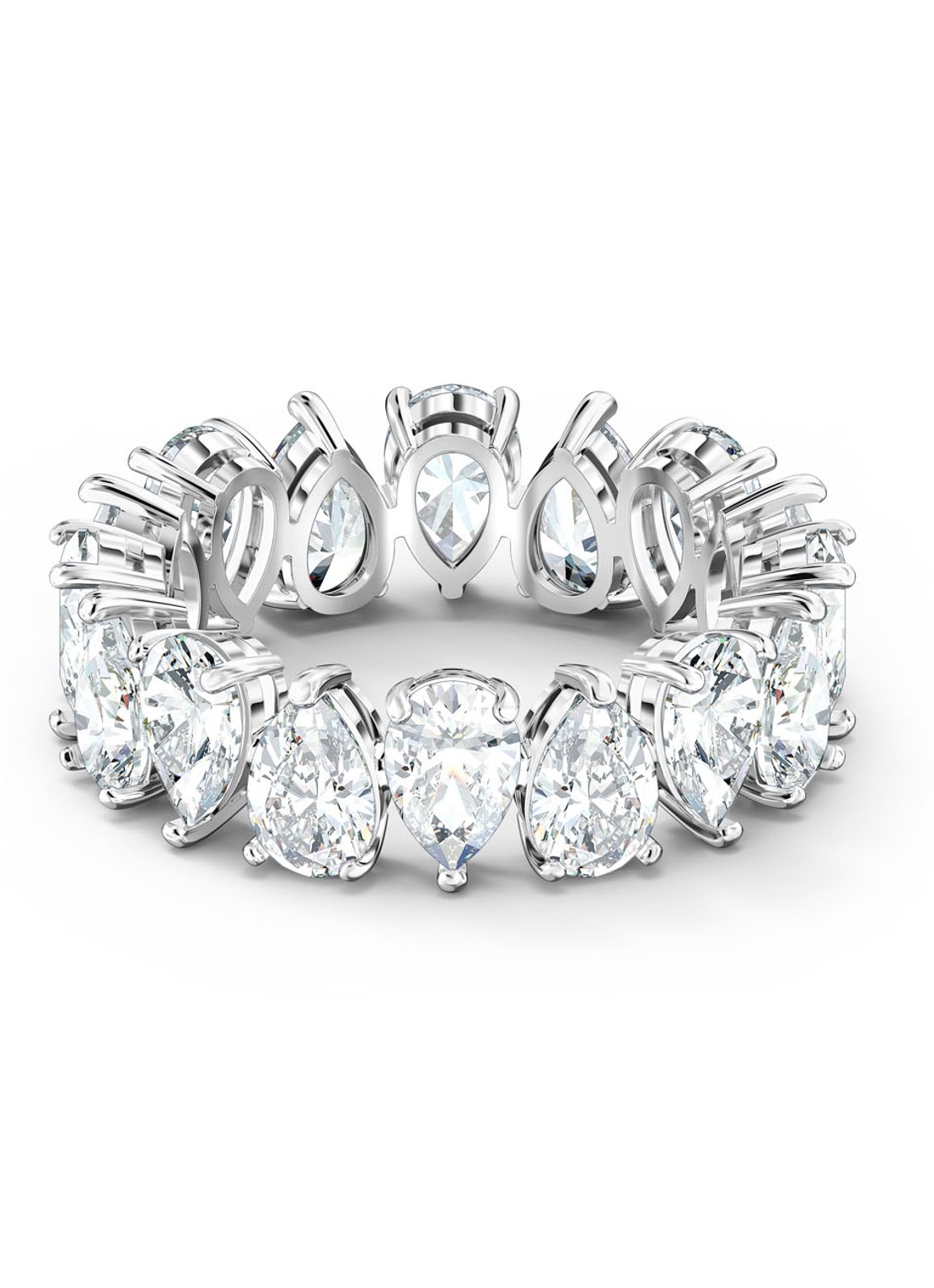Swarovski Pear ring met kristal - voorkant 3 zilver