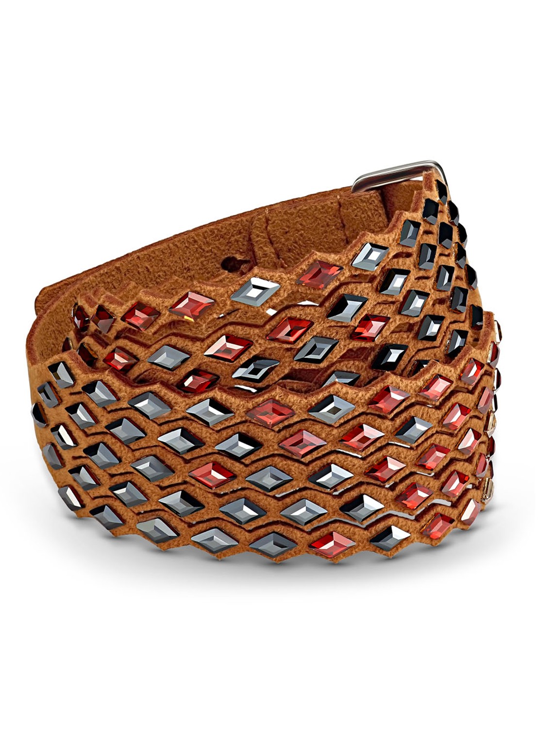Swarovski Power wikkelarmband met kristal - voorkant cognac