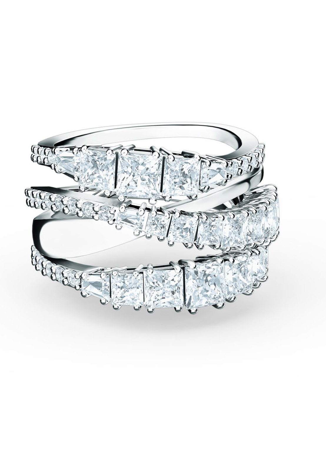 Swarovski Ring met kristal - voorkant 3 zilver