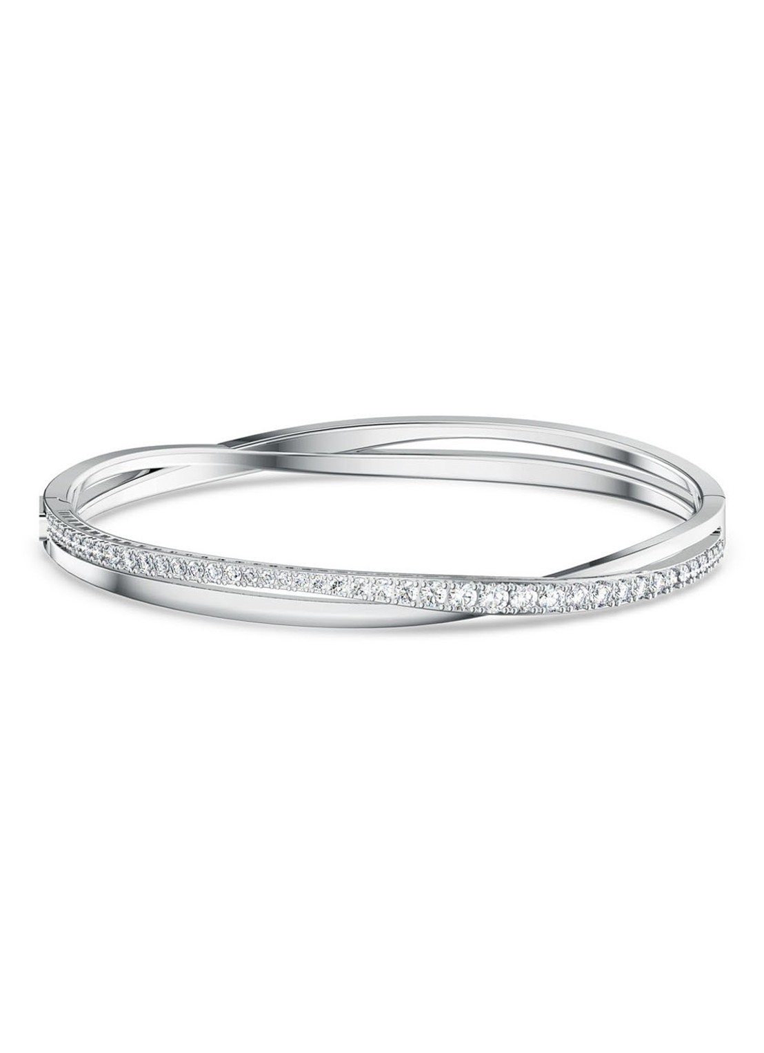 Swarovski Rows bangle met kristal - voorkant 2 zilver