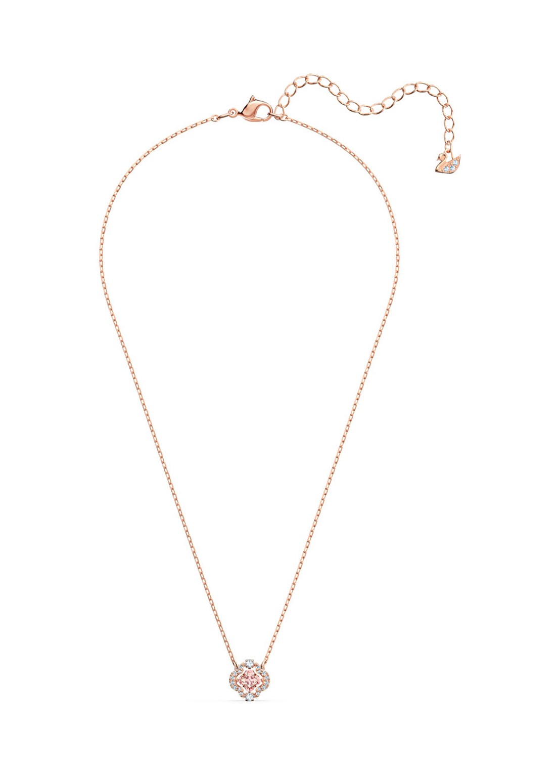 Swarovski Sparkling DC set van ketting en oorstekers met kristal - detail 2 roségoud