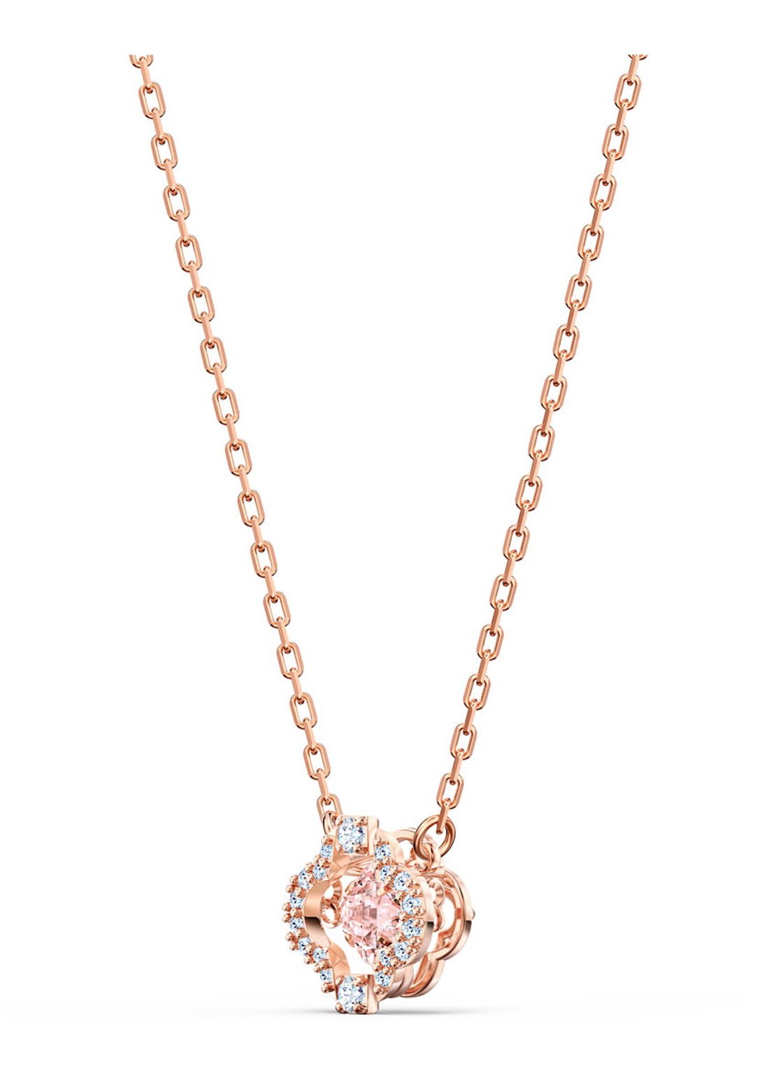 Swarovski Sparkling DC set van ketting en oorstekers met kristal - detail 3 roségoud