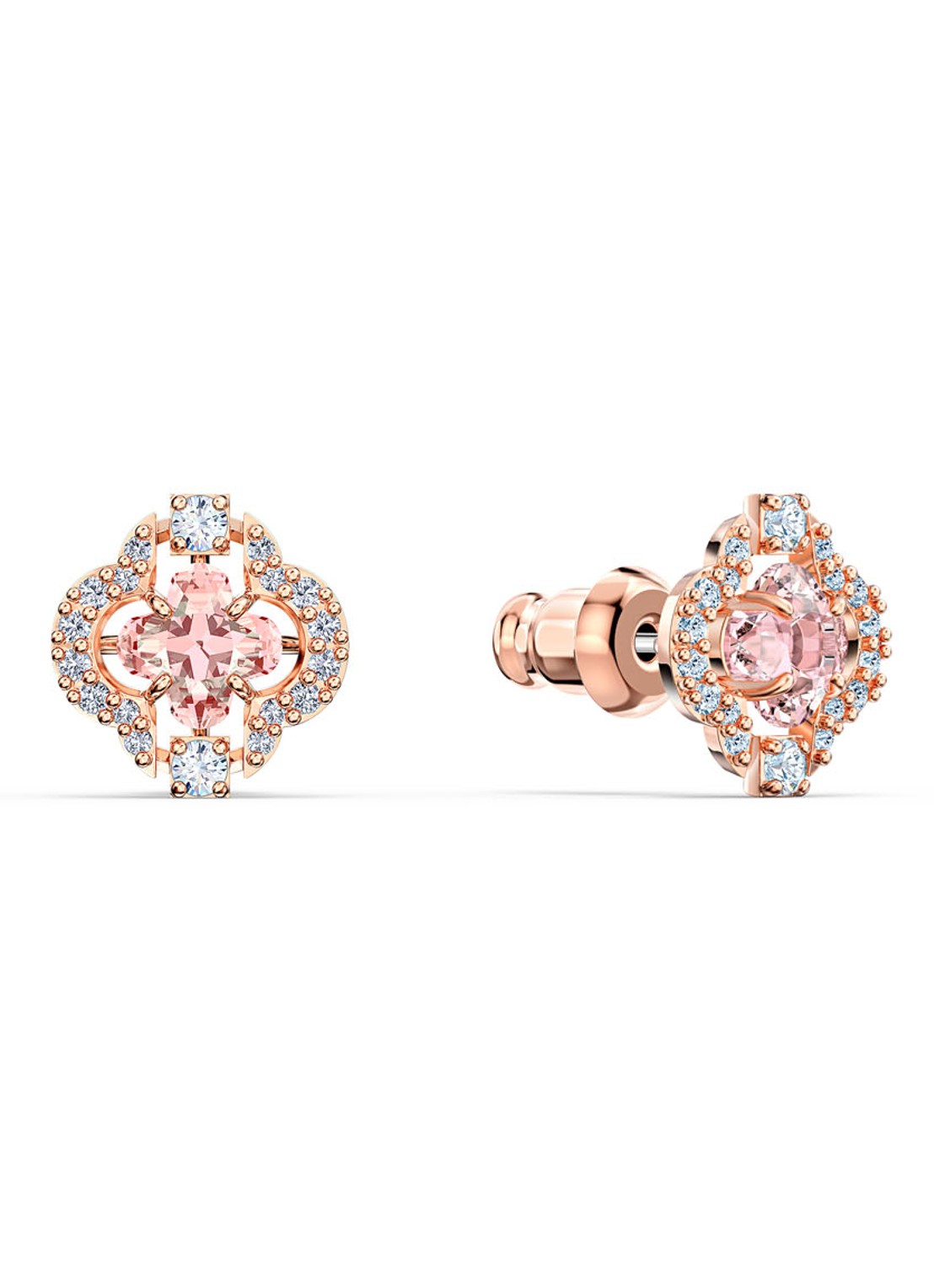 Swarovski Sparkling DC set van ketting en oorstekers met kristal - detail 4 roségoud