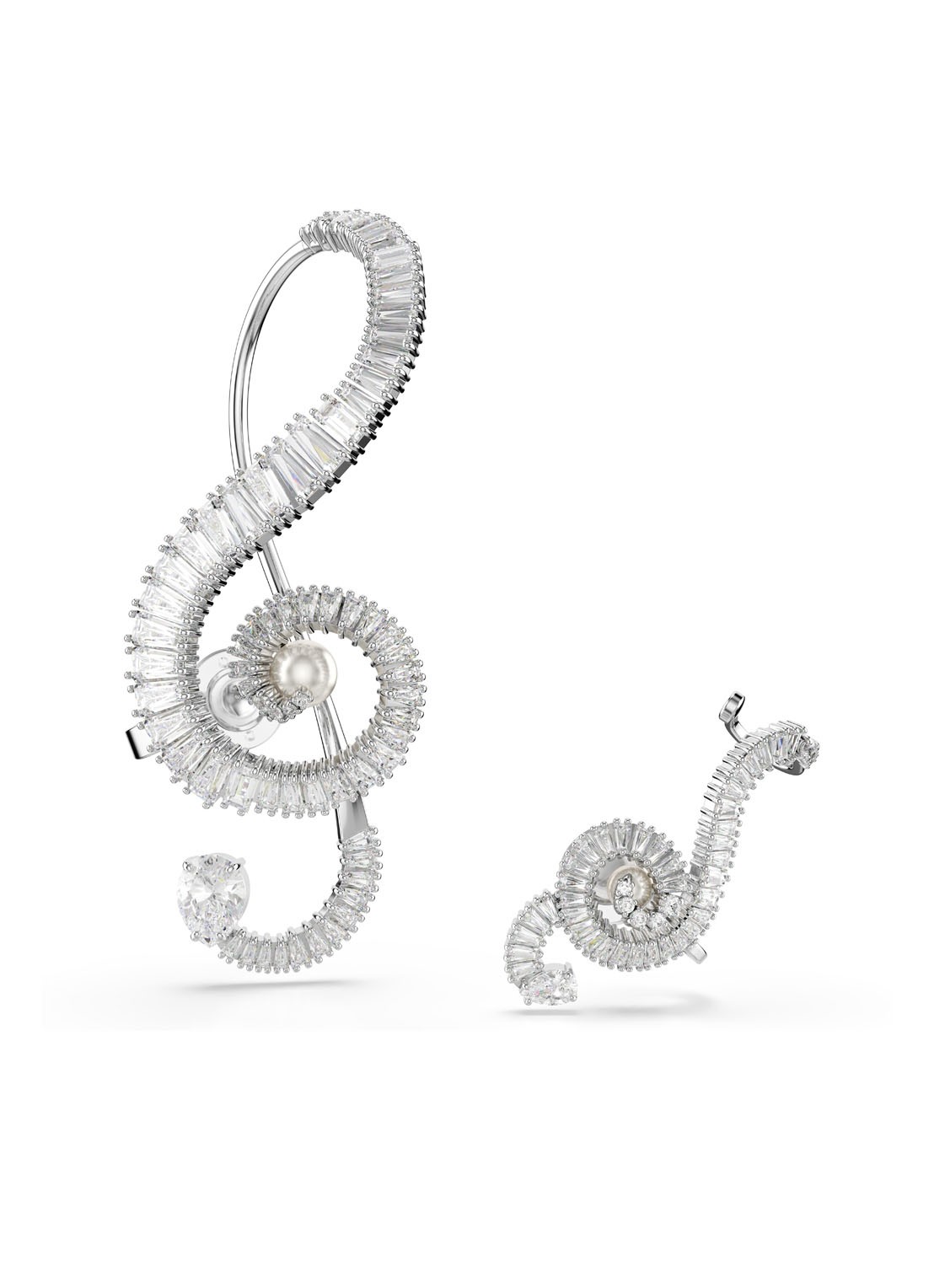 Swarovski SS25 Capsule oorclips met kristal  - voorkant zilver