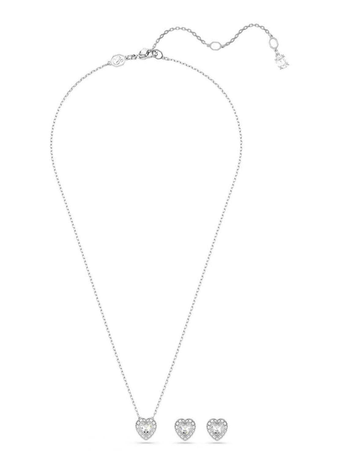 Swarovski SS25 Capsule set van ketting en oorknopjes met kristal - detail 2 zilver