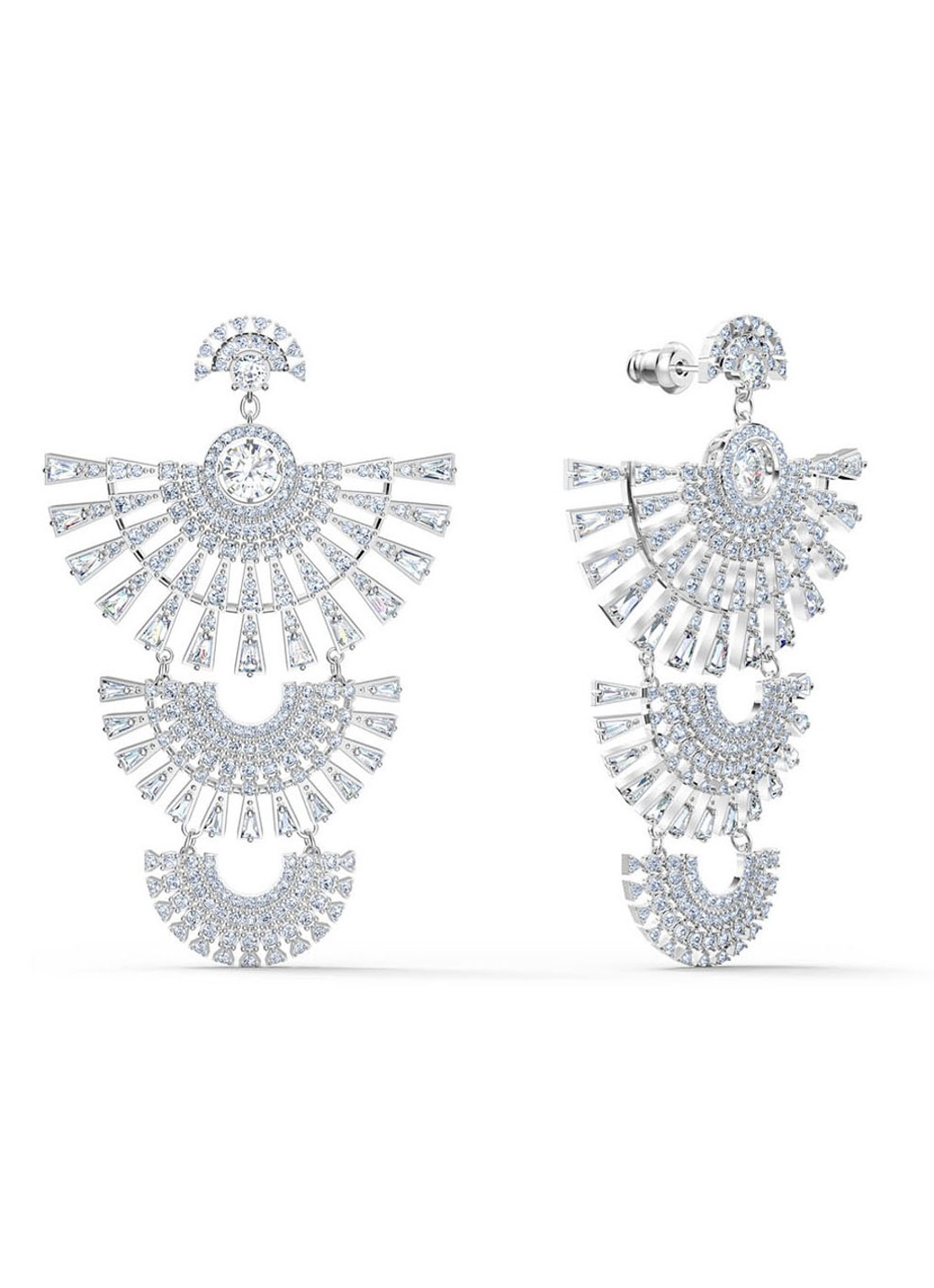 Swarovski Statement oorbellen met kristal - detail 3 zilver