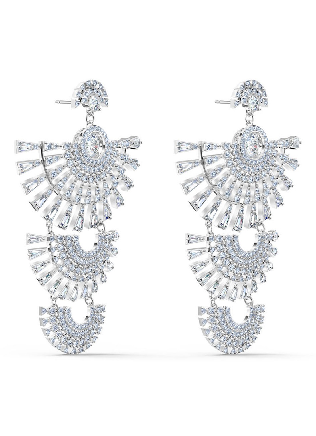 Swarovski Statement oorbellen met kristal - detail 4 zilver