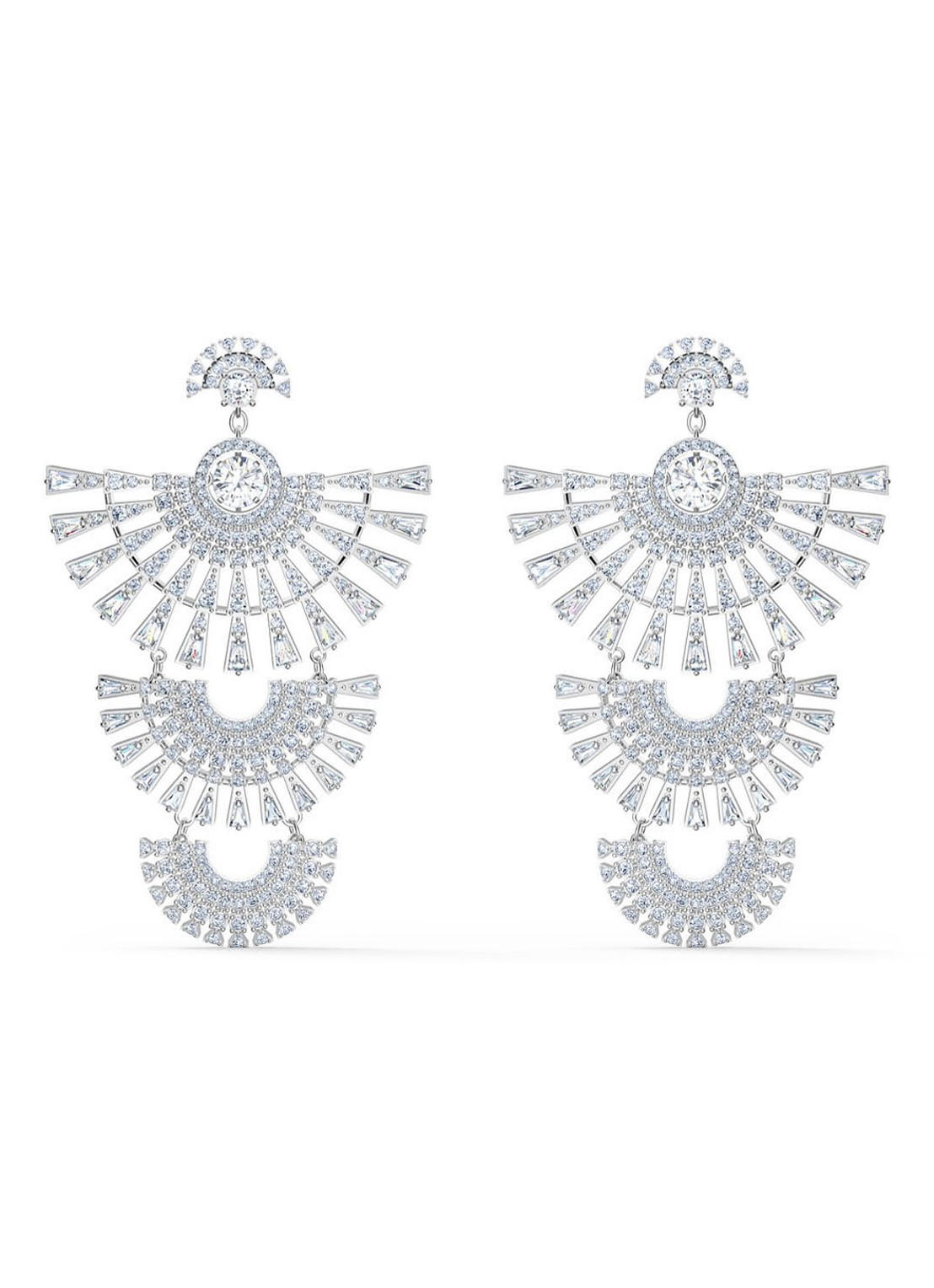Swarovski Statement oorbellen met kristal - voorkant zilver