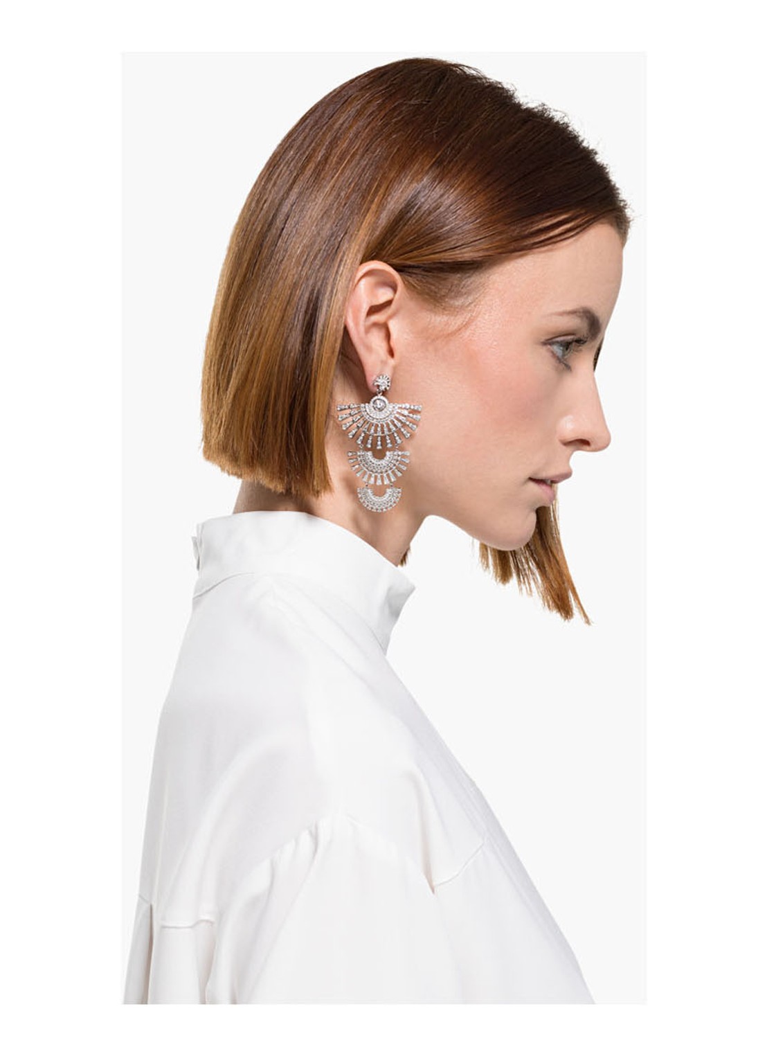 Swarovski Statement oorbellen met kristal - voorkant 2 zilver