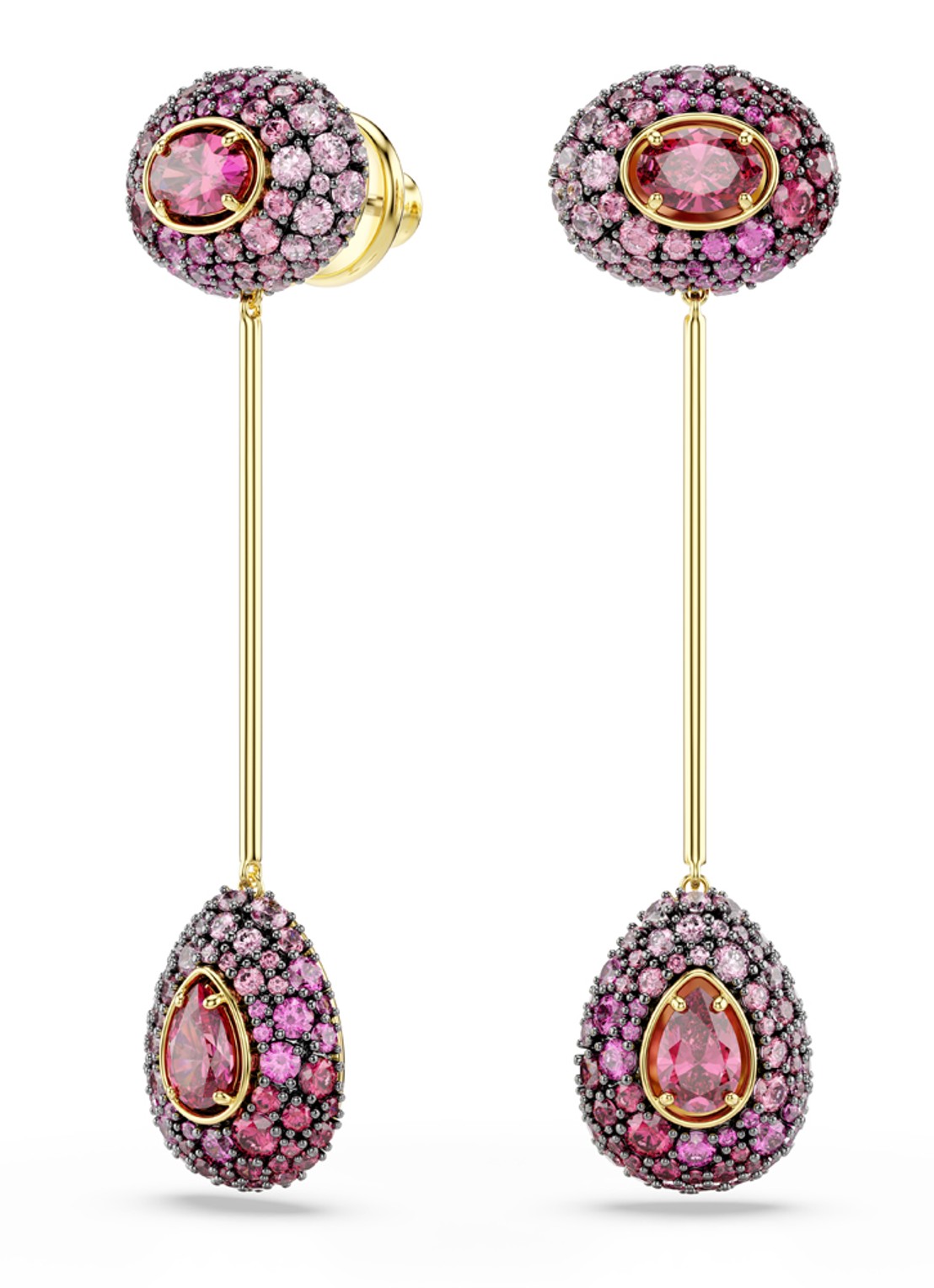 Swarovski Sublima oorstekers verguld  - detail 2 rood