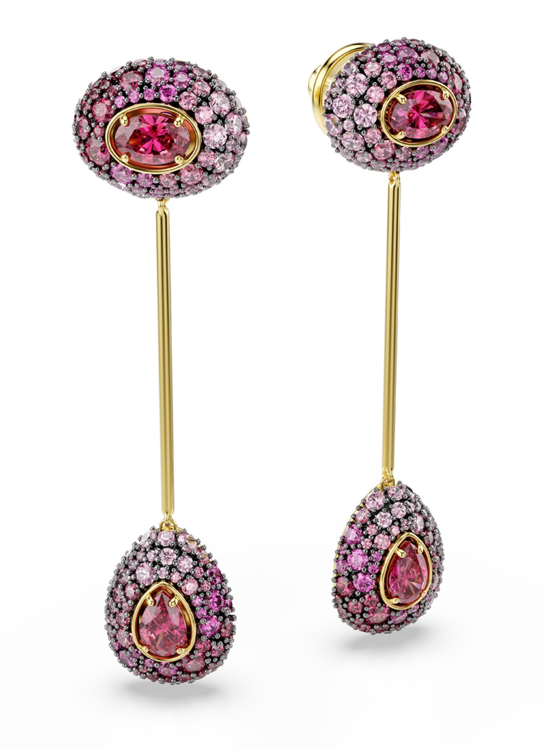 Swarovski Sublima oorstekers verguld  - detail 3 rood