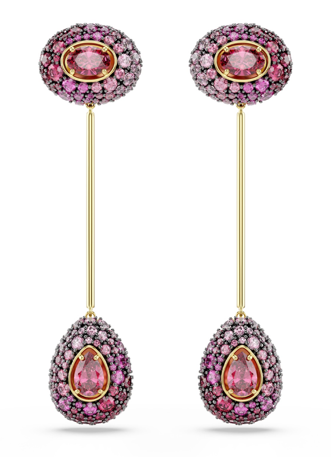 Swarovski Sublima oorstekers verguld  - voorkant rood