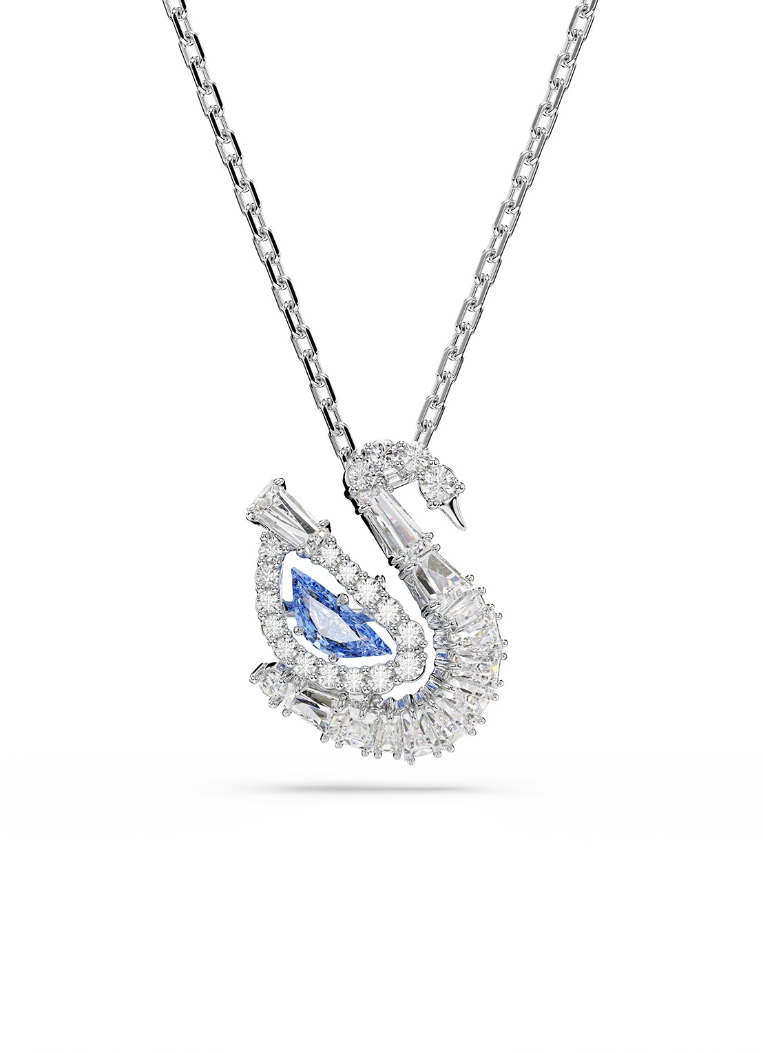 Swarovski Swan ketting met zirkonia - voorkant zilver