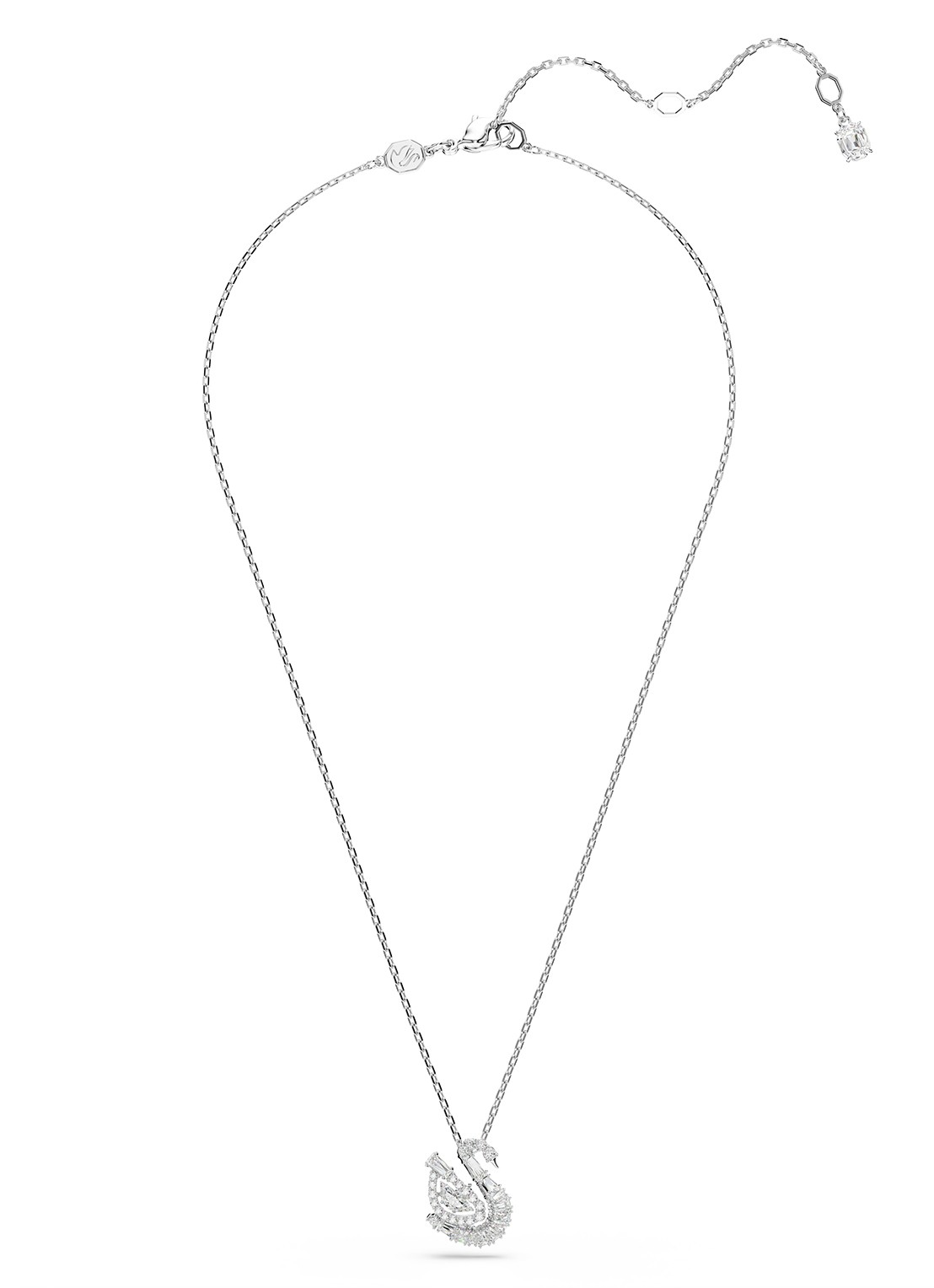 Swarovski Swan ketting met zirkonia - detail zilver