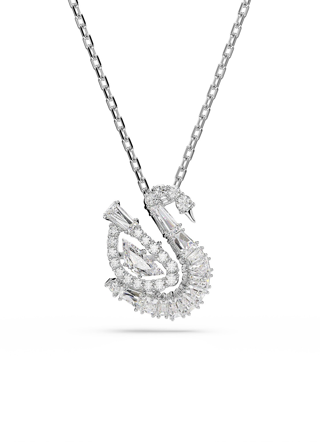 Swarovski Swan ketting met zirkonia - voorkant 5 zilver