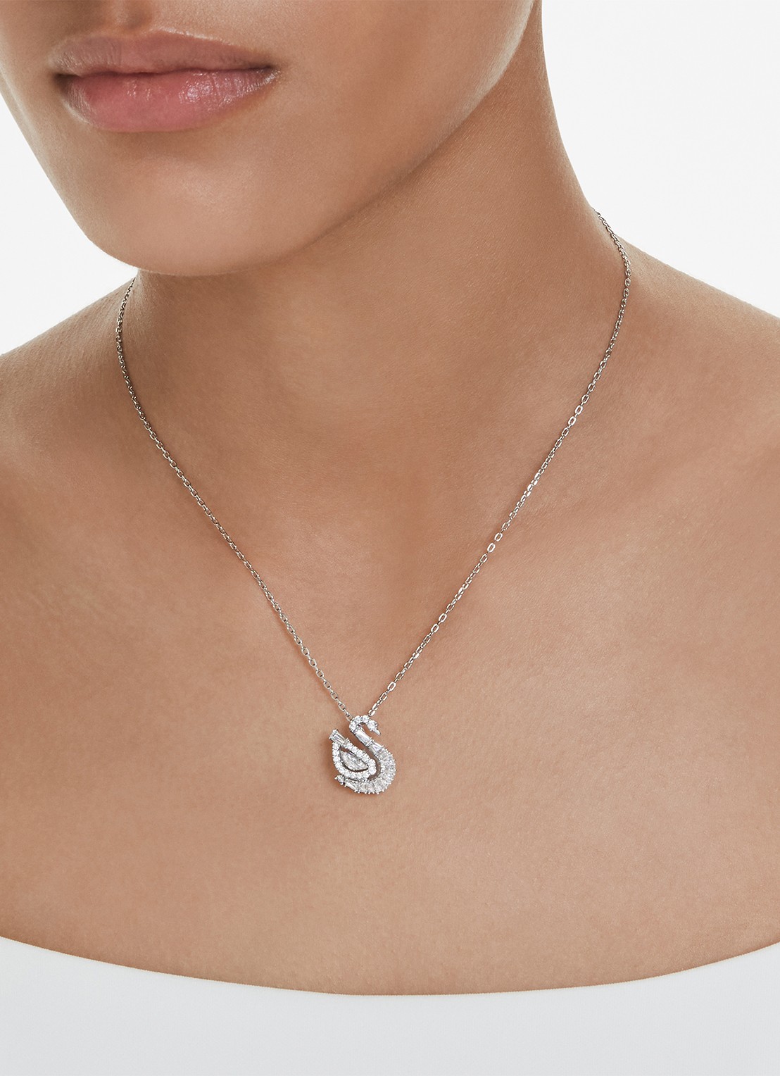 Swarovski Swan ketting met zirkonia - voorkant 6 zilver