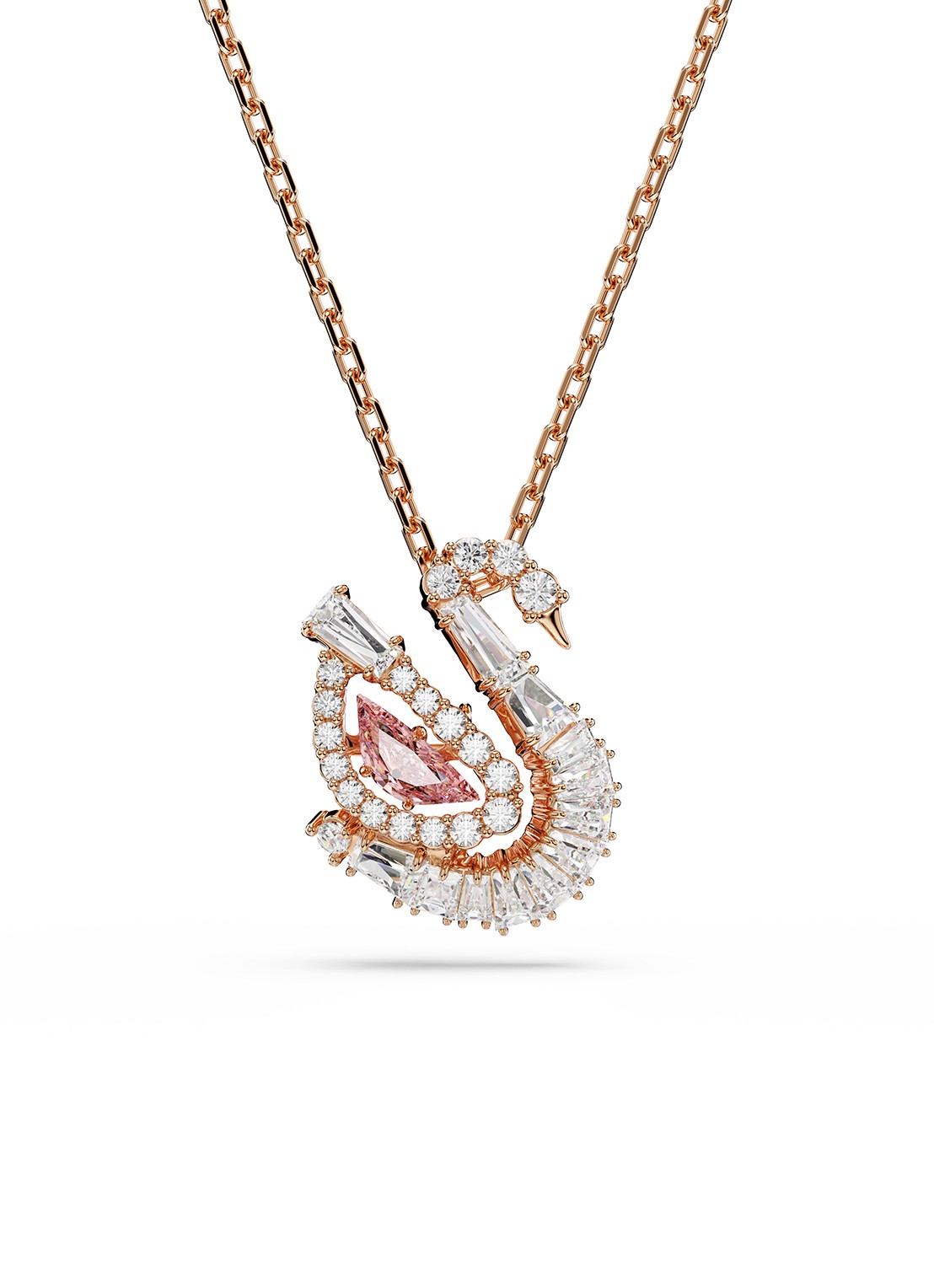 Swarovski Swan ketting met zirkonia - voorkant roségoud