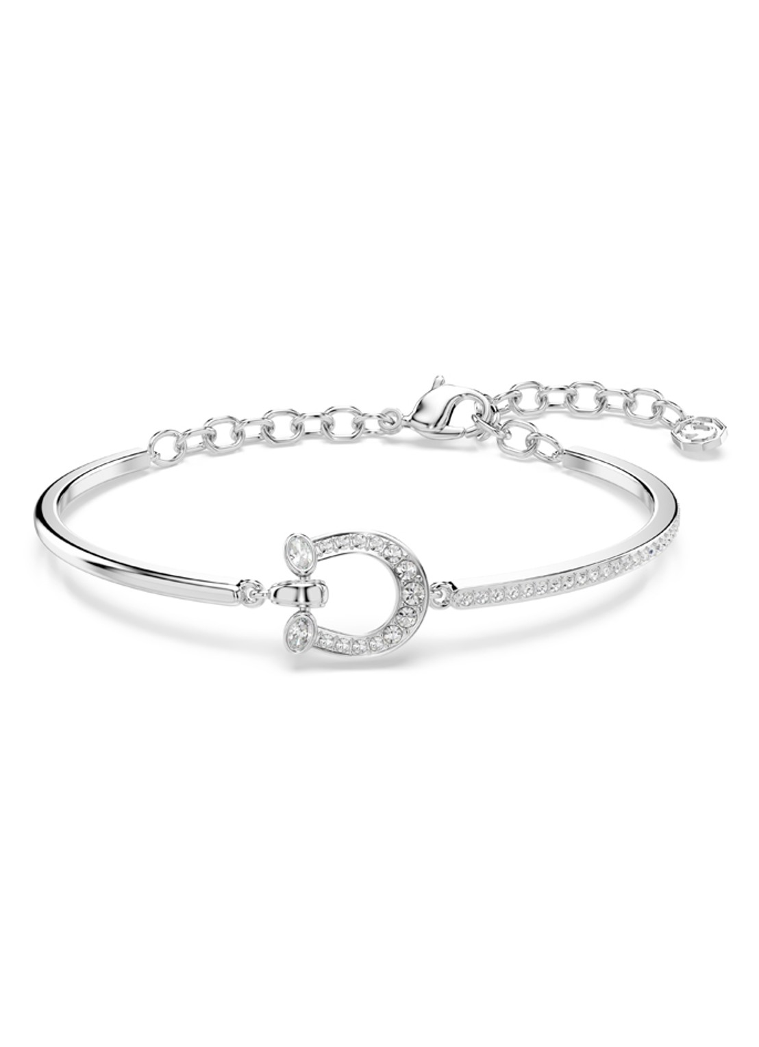 Swarovski Symbolica bangle met kristal - voorkant zilver