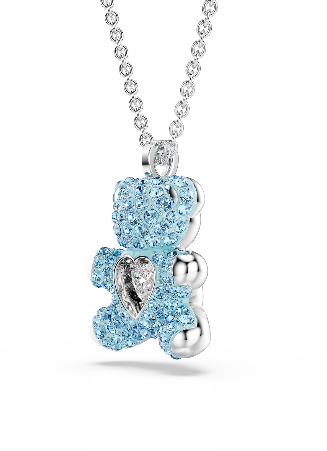 Swarovski Teddy ketting met kristal - detail 3 zilver