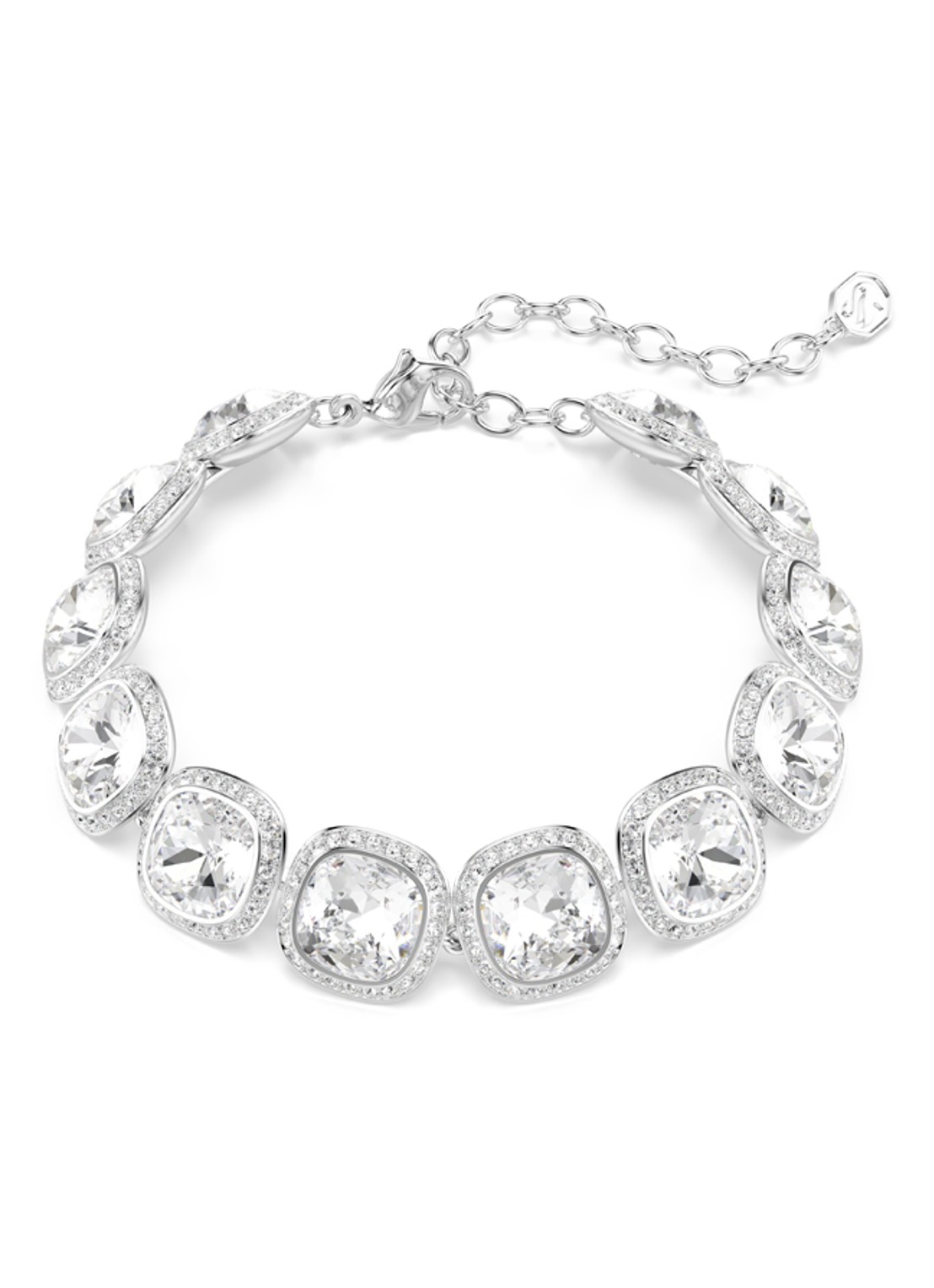 Swarovski Una armband met kristal - voorkant zilver