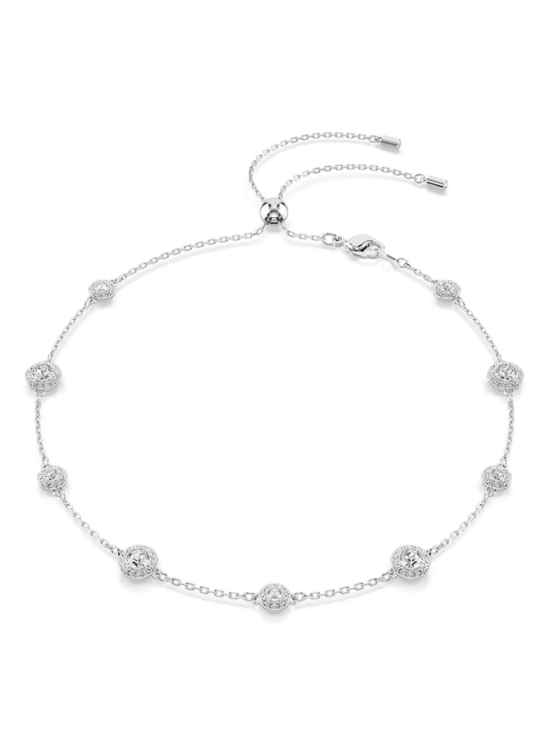 Swarovski Una ketting met kristal - voorkant zilver