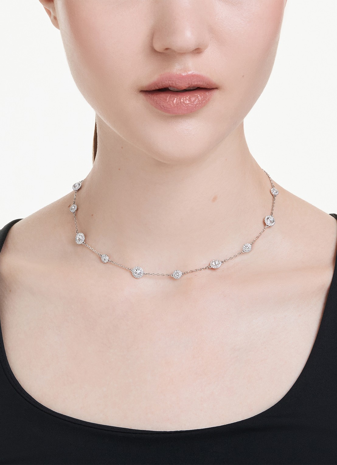 Swarovski Una ketting met kristal - voorkant 2 zilver