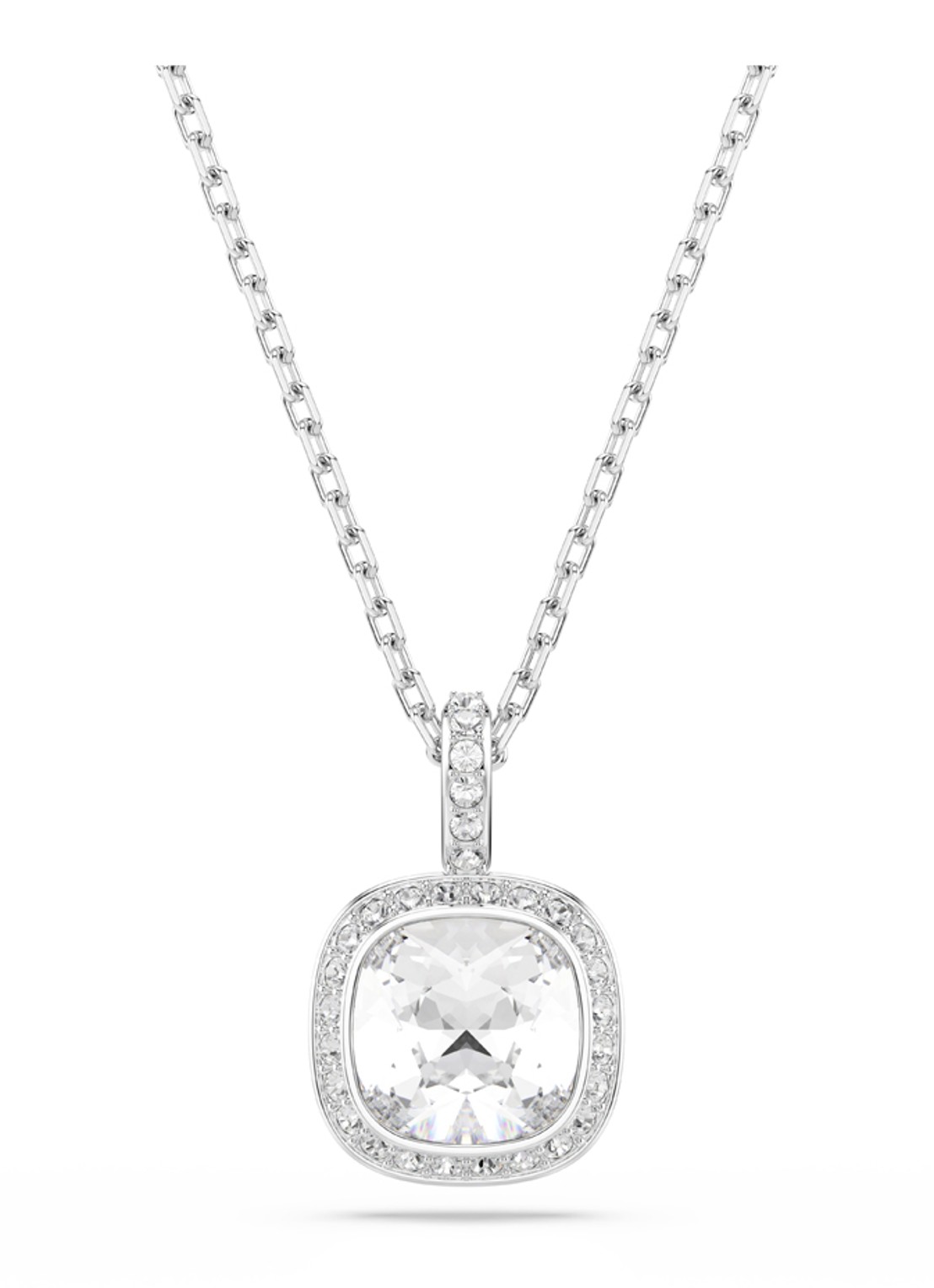 Swarovski Una ketting met kristal - voorkant zilver