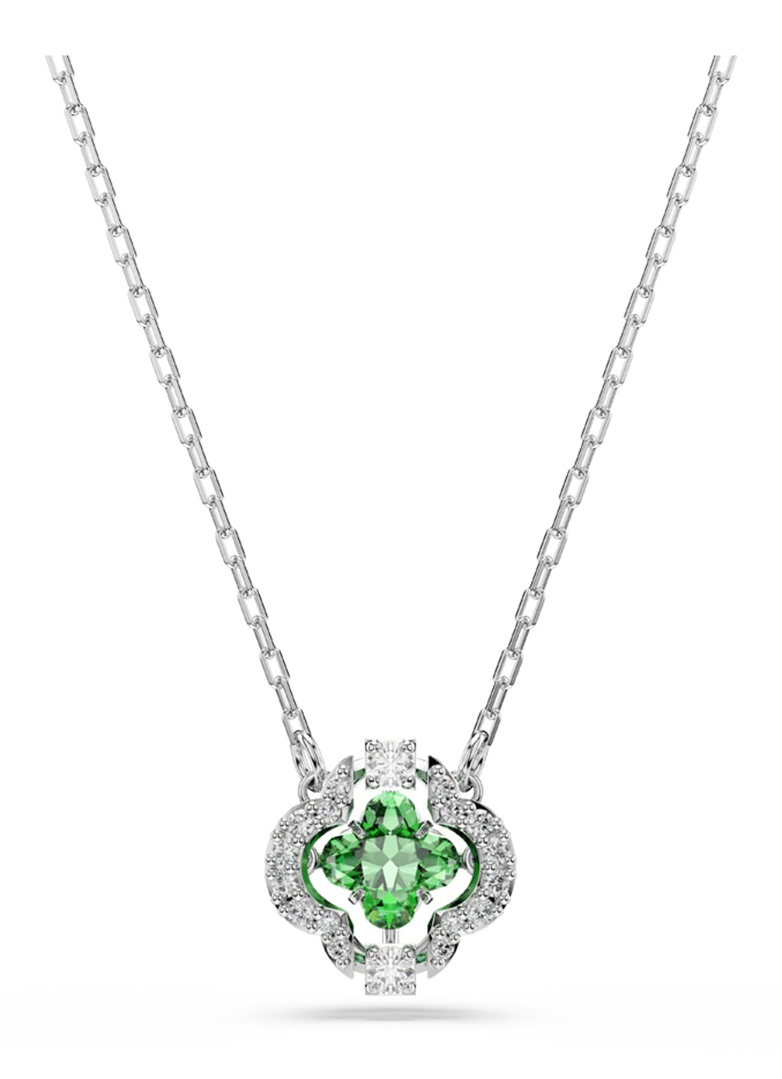 Swarovski Una ketting met kristal - voorkant 3 zilver