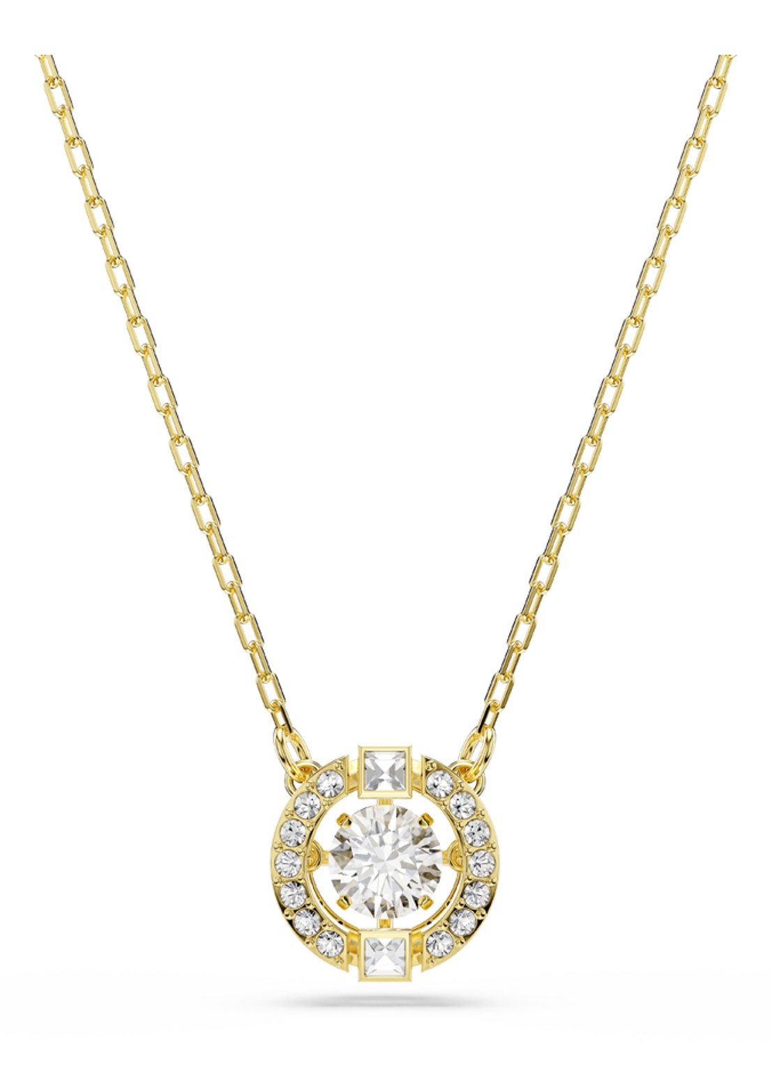 Swarovski Una ketting met kristal - voorkant goud