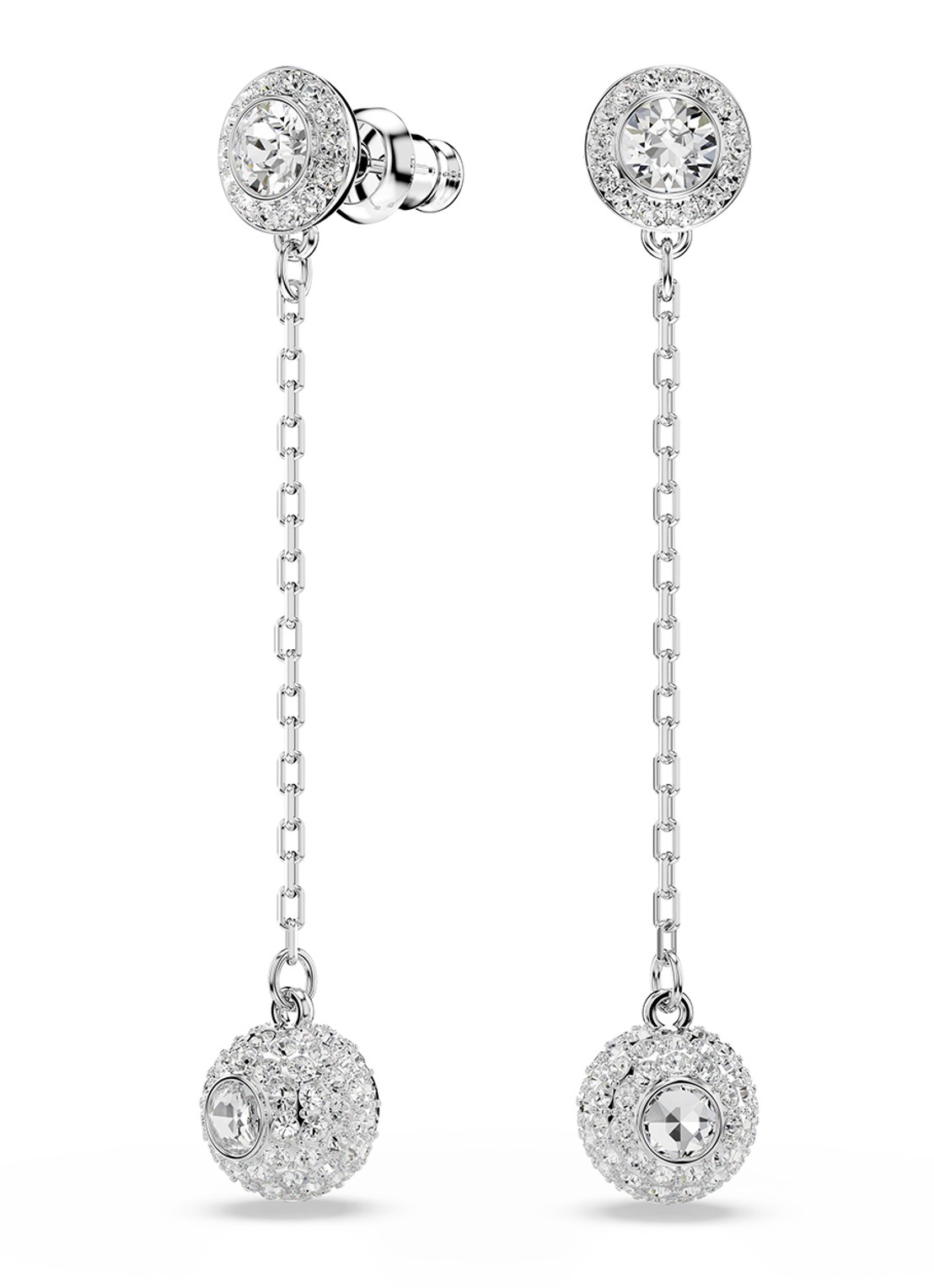 Swarovski Una oorhangers met kristal - detail 4 zilver