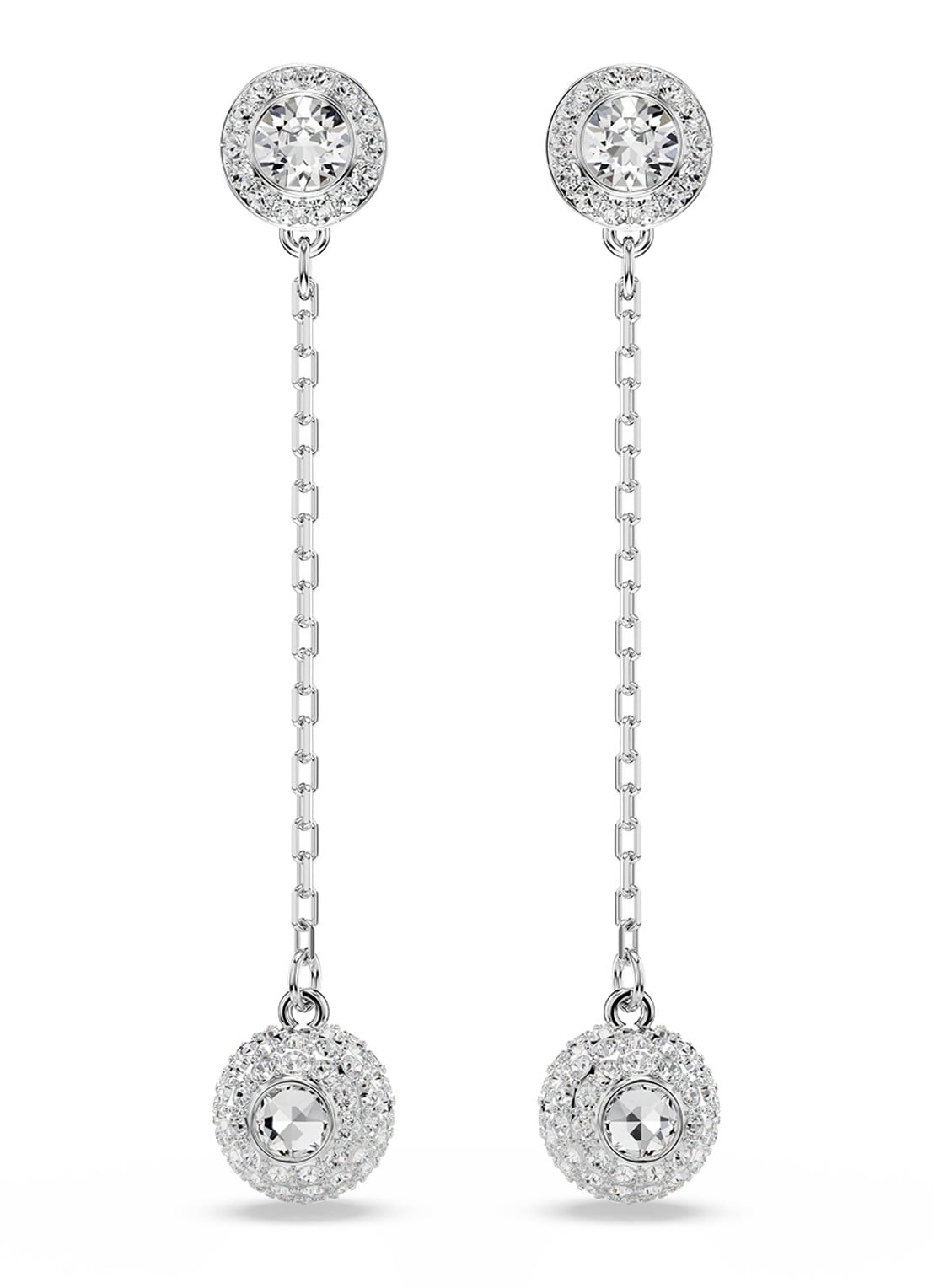 Swarovski Una oorhangers met kristal - voorkant zilver
