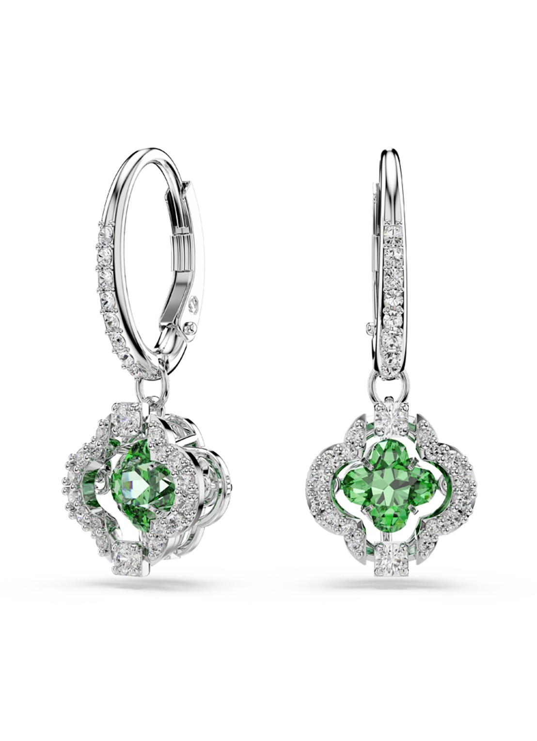 Swarovski Una oorhangers met kristal - detail 2 groen