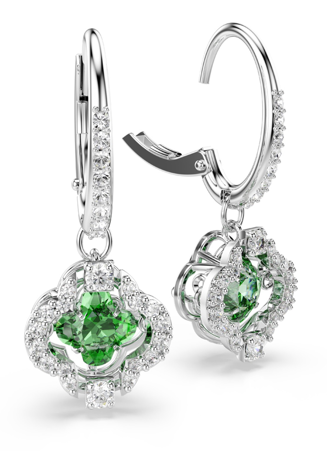Swarovski Una oorhangers met kristal - detail 3 groen