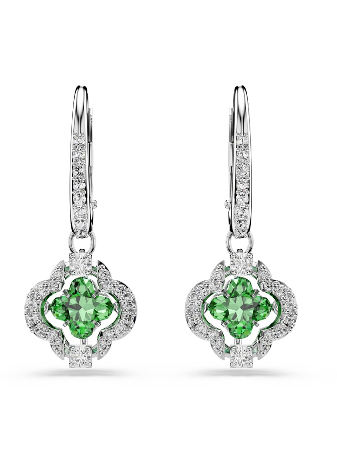 Swarovski Una oorhangers met kristal - voorkant groen