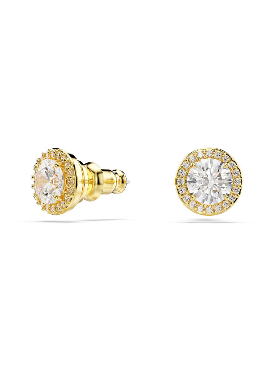 Swarovski Una oorknopjes met kristal - detail goud