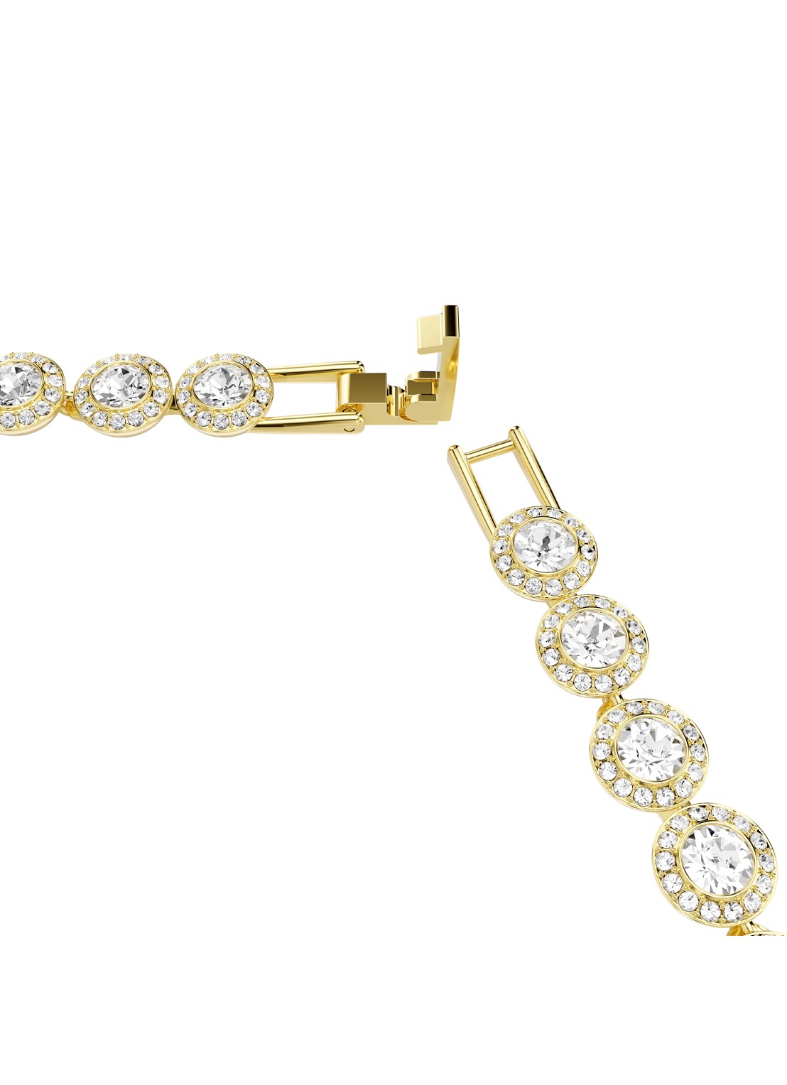 Swarovski Una set van ketting, armband en oorstekers met kristal - detail 2 goud