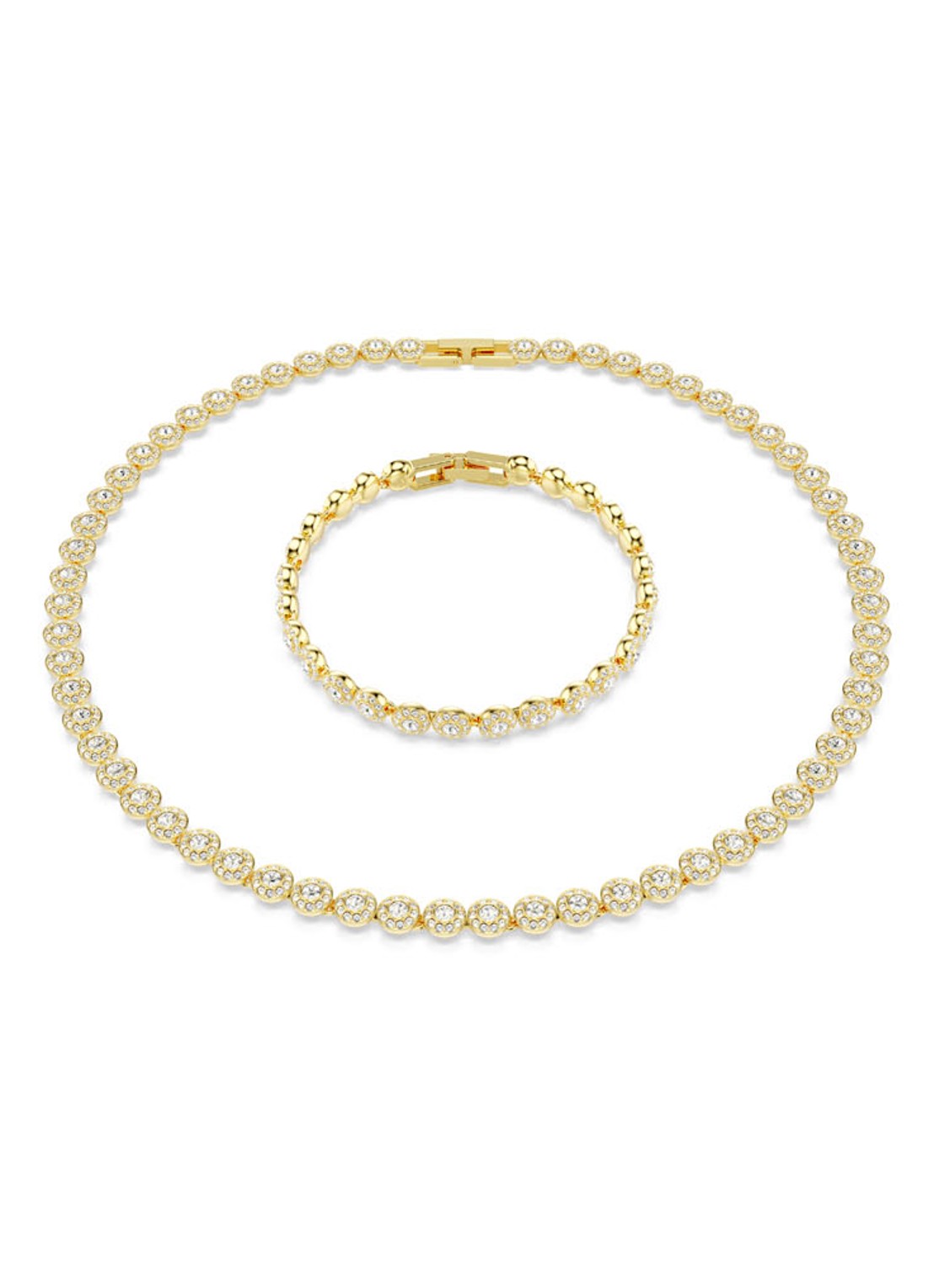 Swarovski Una set van ketting en armband verguld  - voorkant 6 goud