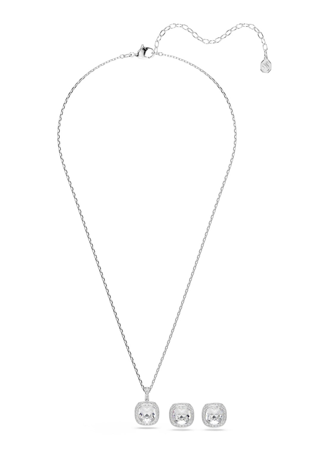 Swarovski Una set van ketting en oorstekers met kristal - detail 2 zilver