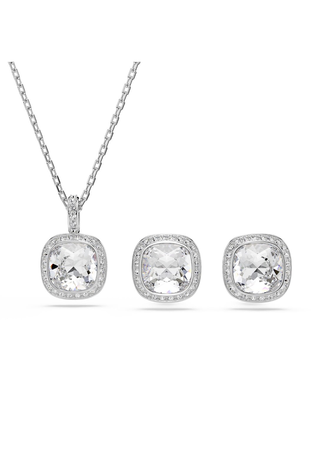 Swarovski Una set van ketting en oorstekers met kristal - voorkant zilver