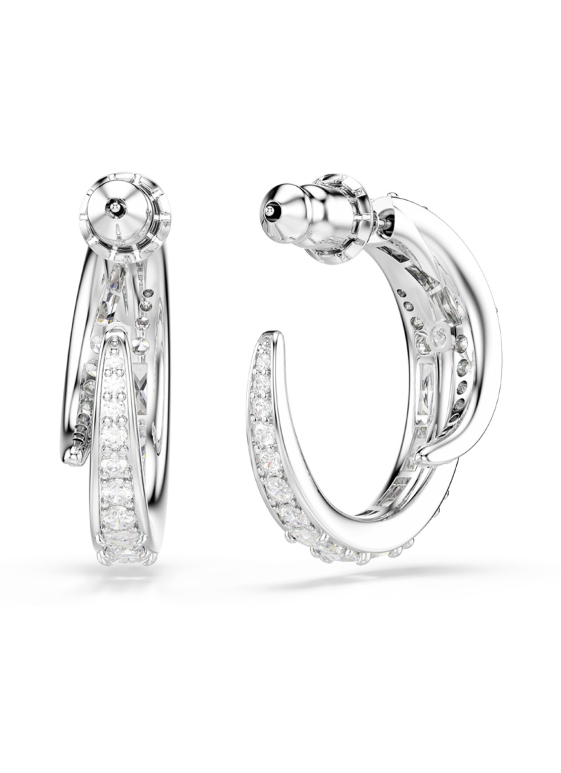 Swarovski Vienna oorringen met kristal - detail 4 zilver